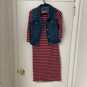 Maroon striped dress